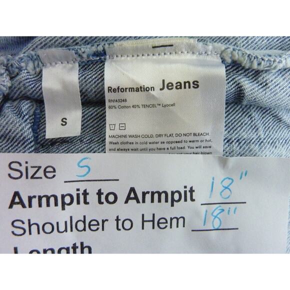 Reformation Aussie Denim Jean Jacket With Faux Fur Trim Sz Small - Picture 7 of 7